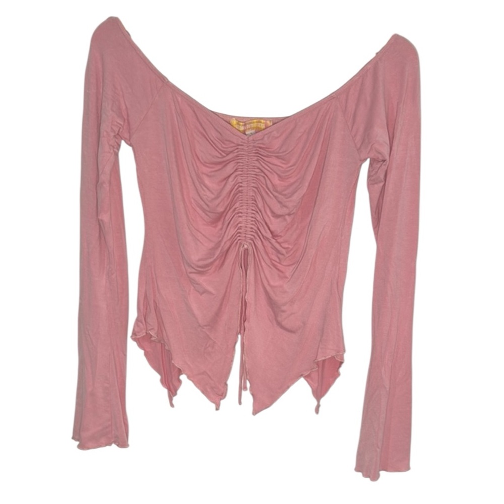 Fairy Core UP Cadence Ruched Pink Long Sleeved Blouse